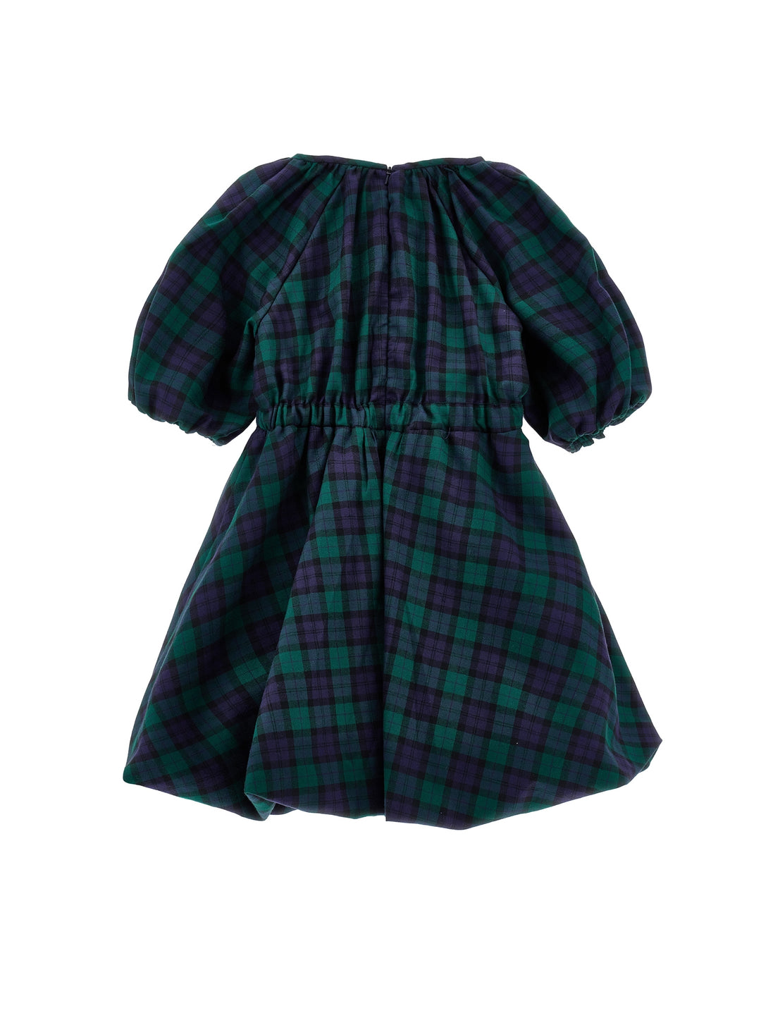 I1F908 6123-BALLOON SLEEVES DRESS-GREEN