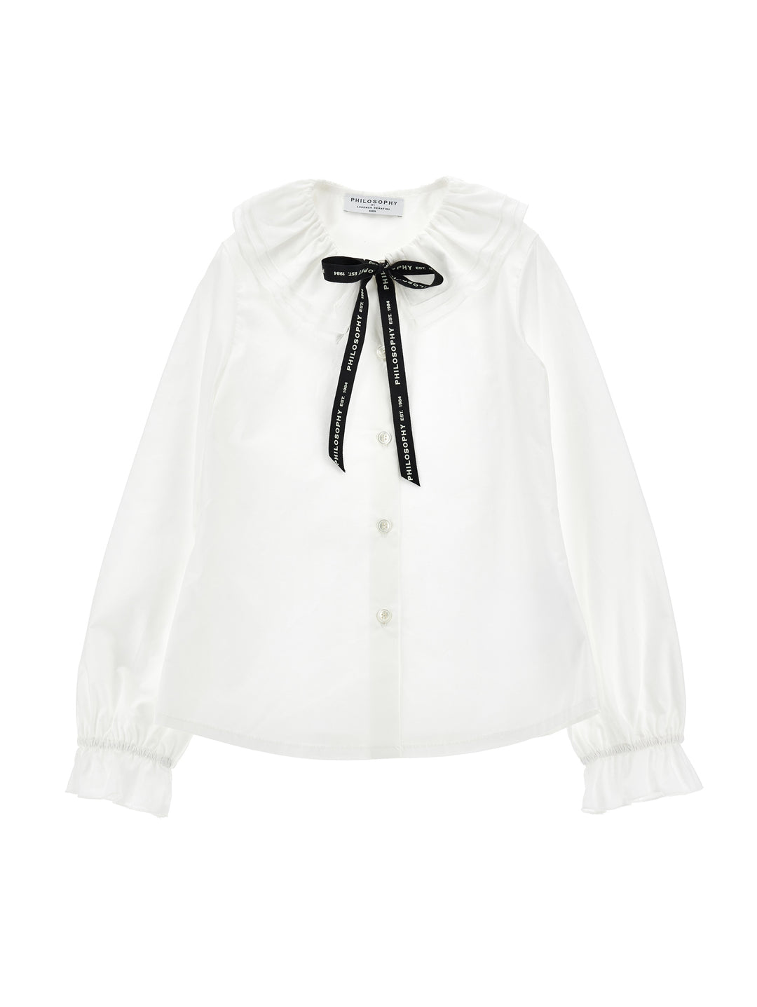 I1H302 PANNA+NERO BUTTON UP SHIRT WITH LOGO RIBBON TIE