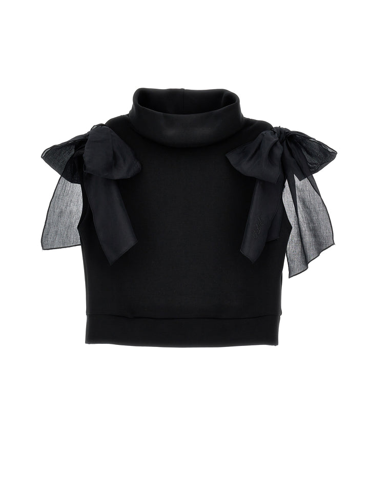 I1H305 NERO SLEEVELESS TURTLENECK WITH BOWS ON SHOULDER