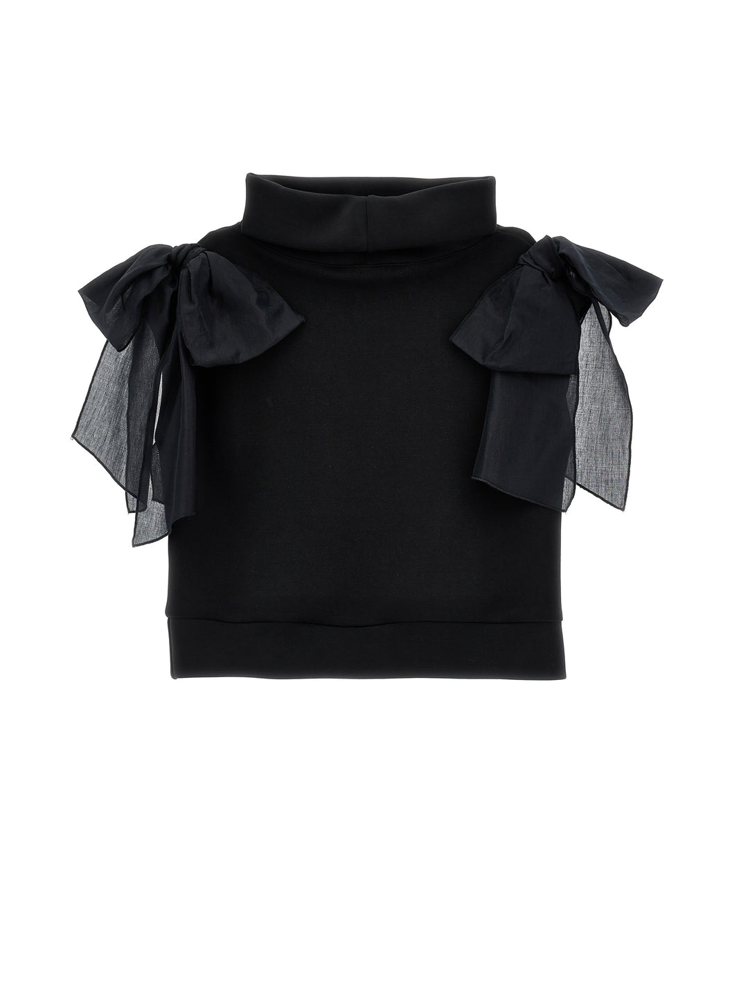 I1H305 NERO SLEEVELESS TURTLENECK WITH BOWS ON SHOULDER