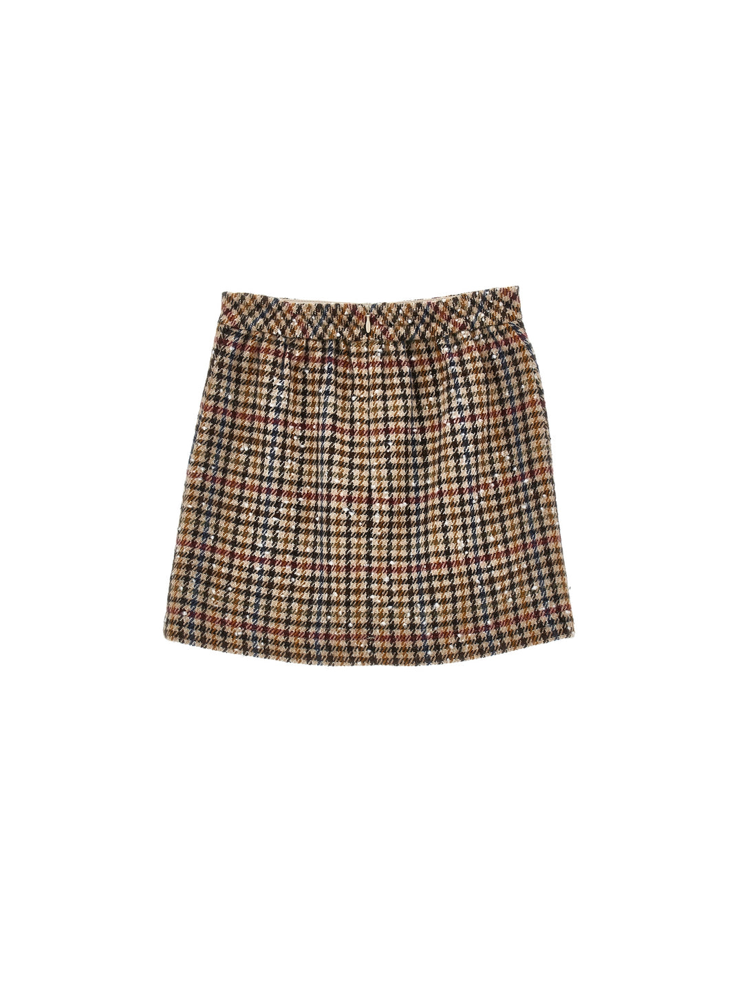 I1H700US MULTICOLOR HOUNDSTOOTH LONG SKIRT