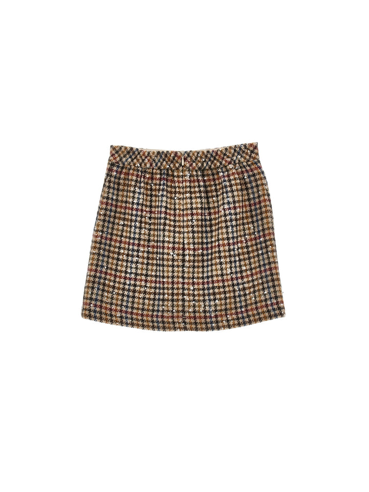 I1H700US MULTICOLOR HOUNDSTOOTH LONG SKIRT