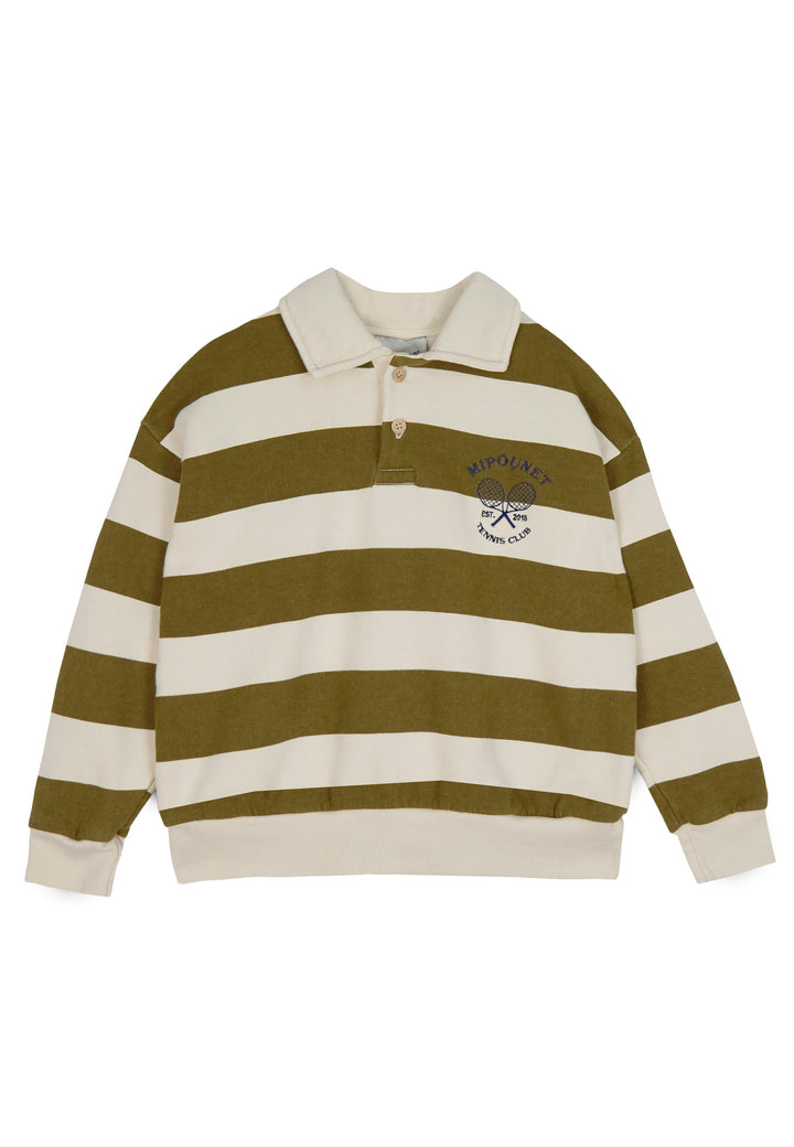 WHOOPI POLO SWEATSHIRT LIMITED - ORGANIC COTTON FLECCE (ECRU / KHAKI)
