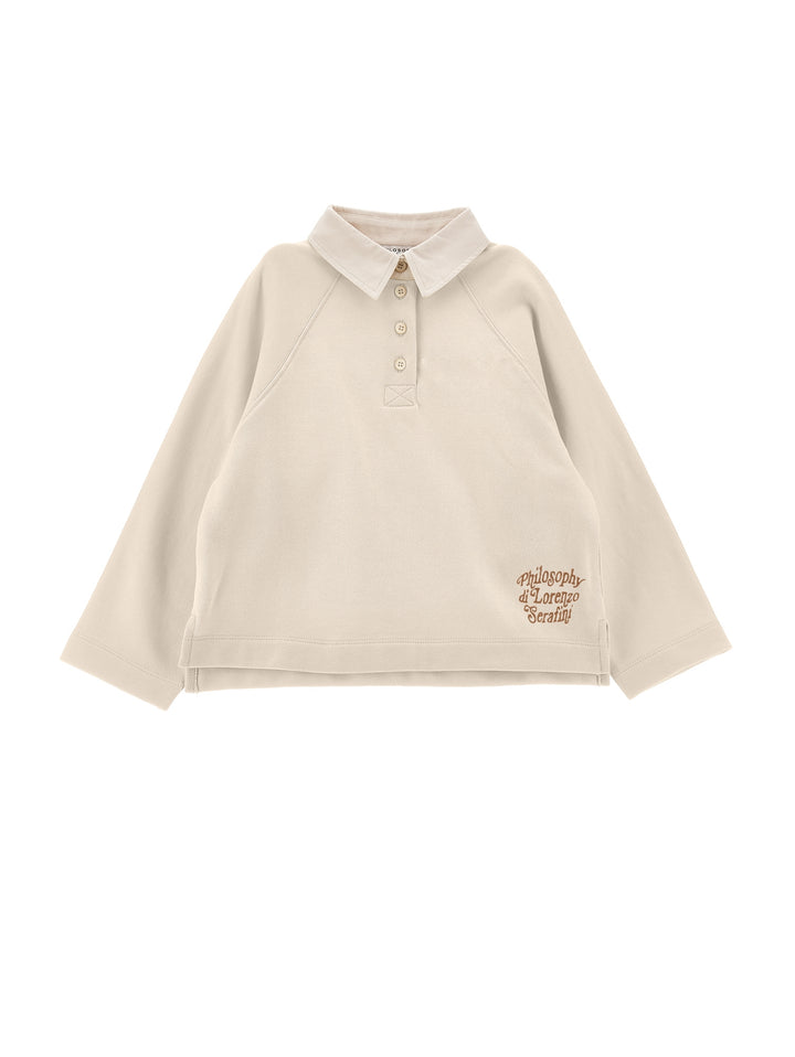 I9E601 5036-LS POLO SWEATSHIRT W LOGO EMBROIDERED-CREAM