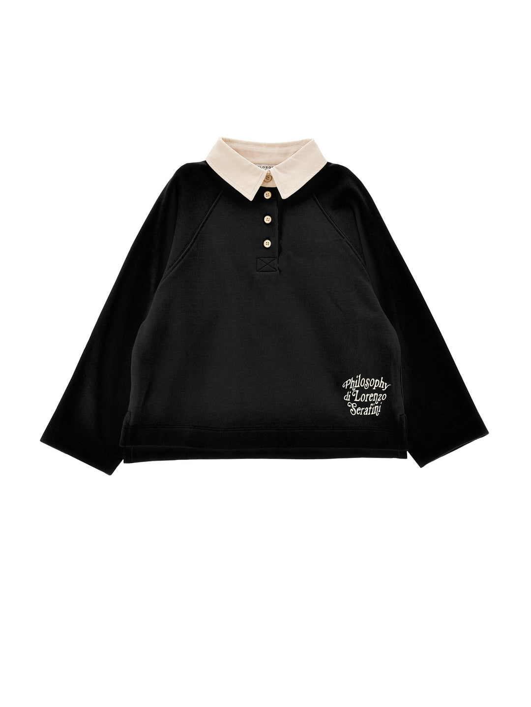 I9E601 5036-LS POLO SWEATSHIRT W LOGO EMBROIDERED-BLACK