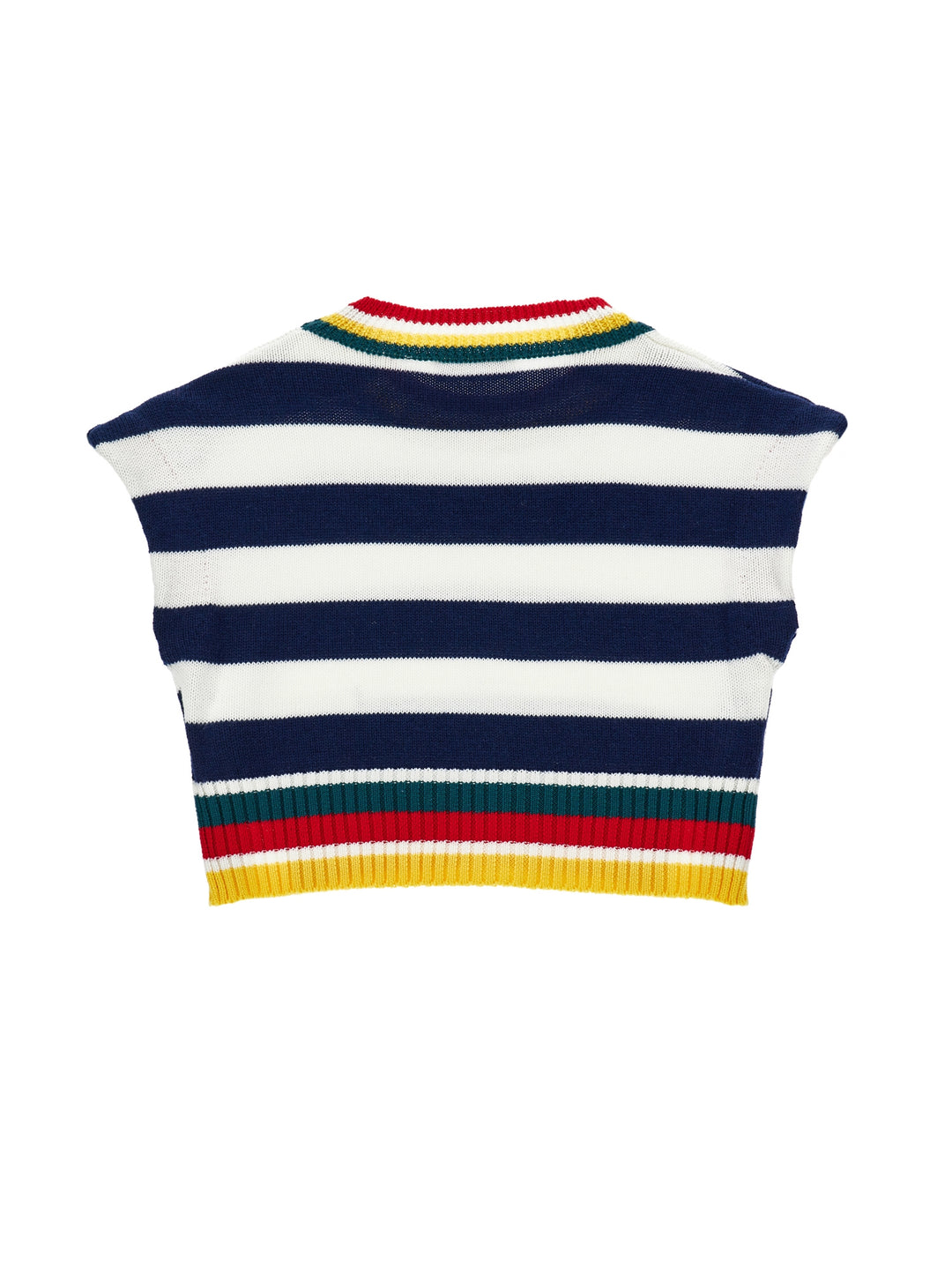 I9F301 6062-KNIT GILET-WHITE BLUE