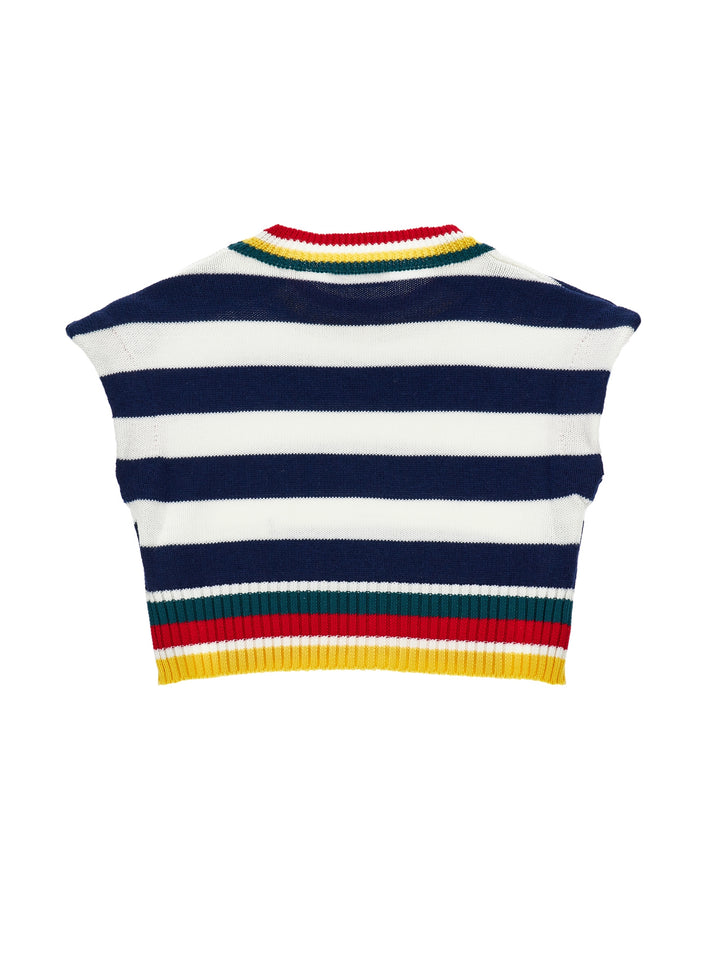 I9F301 6062-KNIT GILET-WHITE BLUE