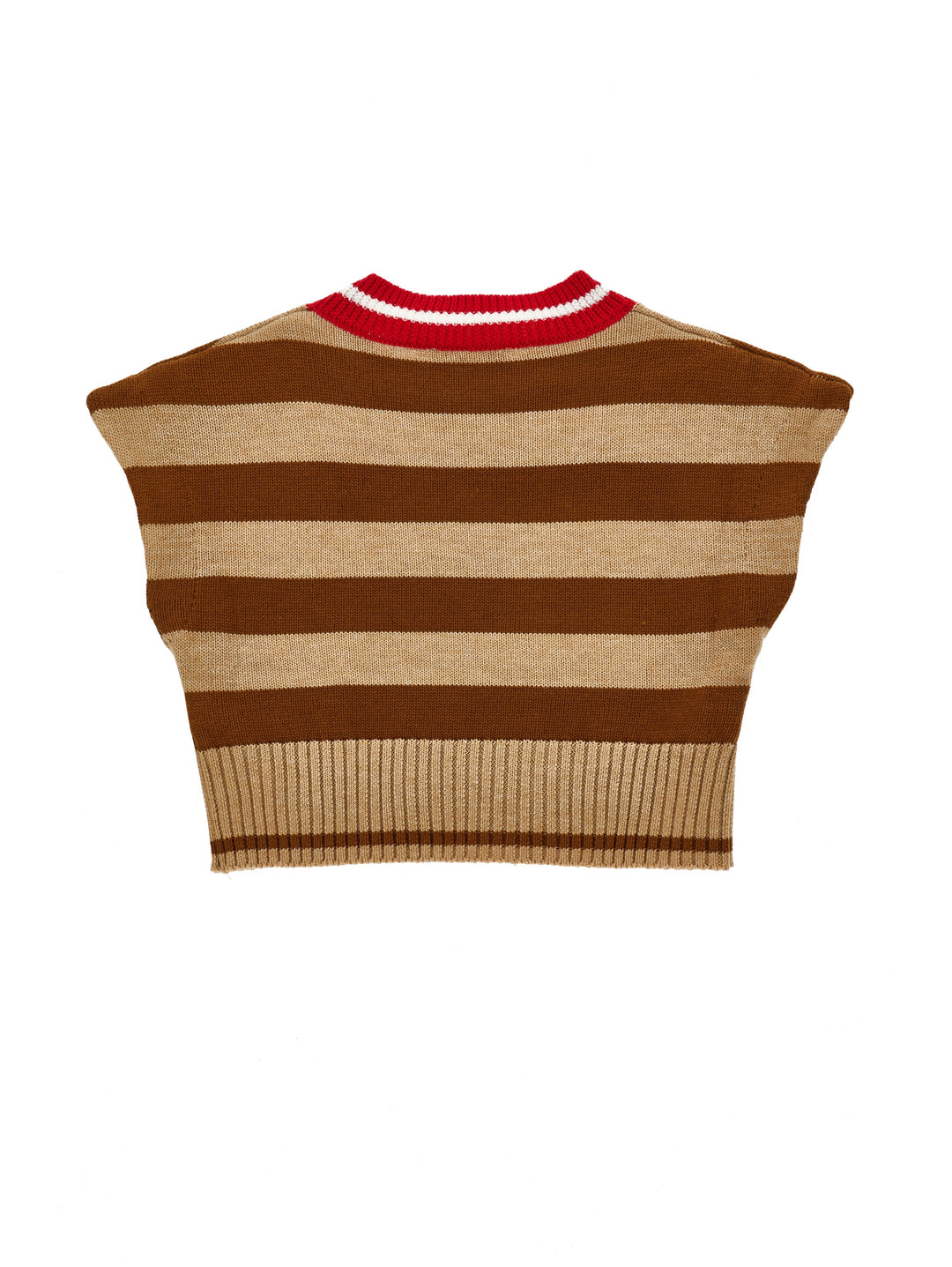 I9F301 6062-KNIT GILET-BEIG BROWN