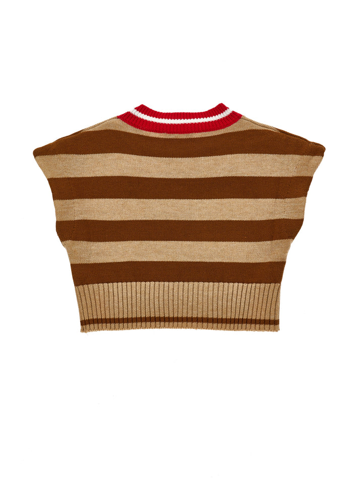 I9F301 6062-KNIT GILET-BEIG BROWN