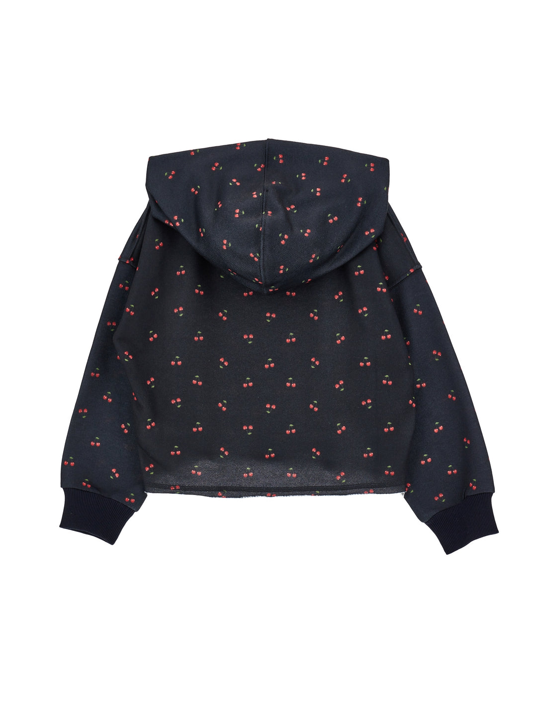 I9F600 6046-LS ALL OVER CHERRY PRINT HOODIE-BLACK