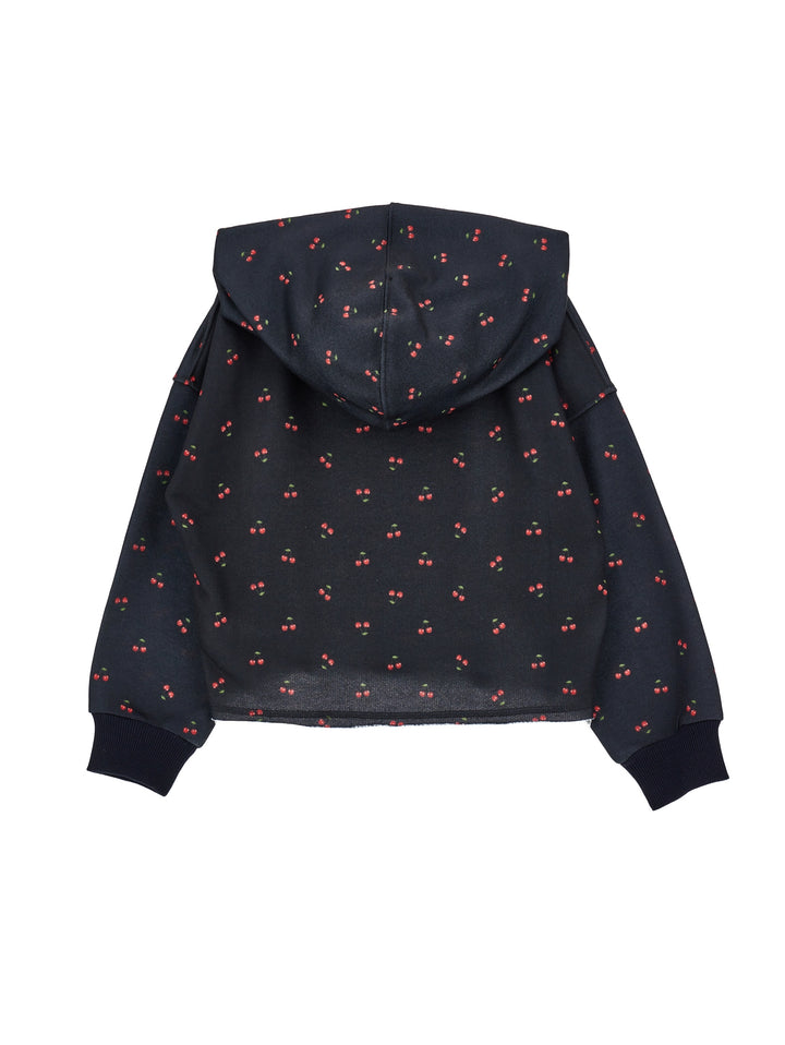 I9F600 6046-LS ALL OVER CHERRY PRINT HOODIE-BLACK