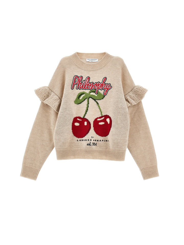 I9F604 6066-SWEATER W CHERRY-BEIGE