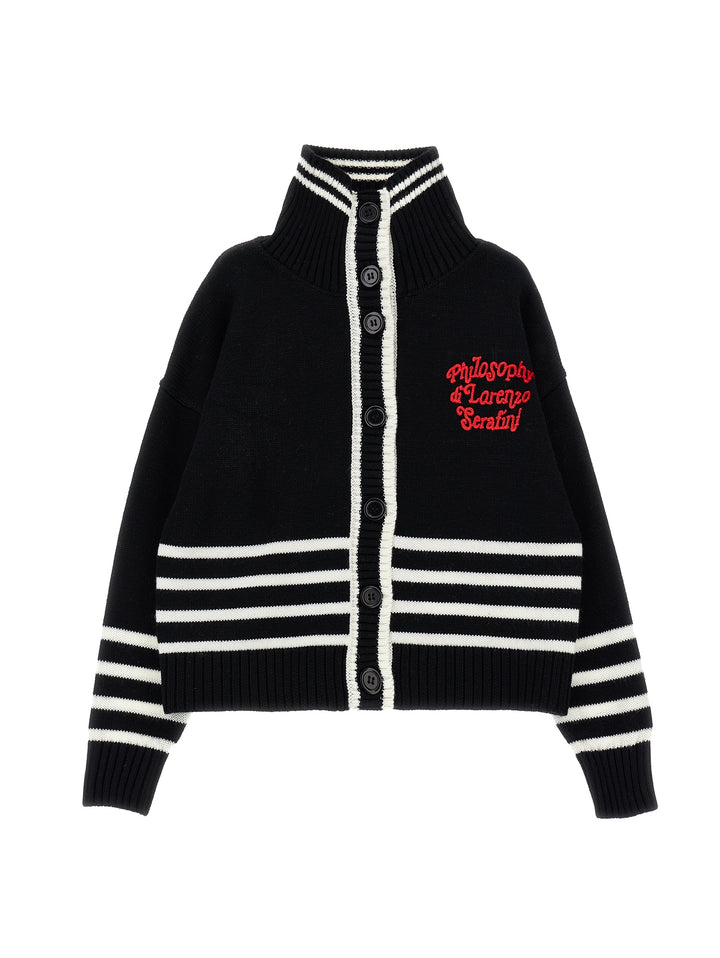 I9F804 6062-LS CARDIGAN W LOGO-BLACK