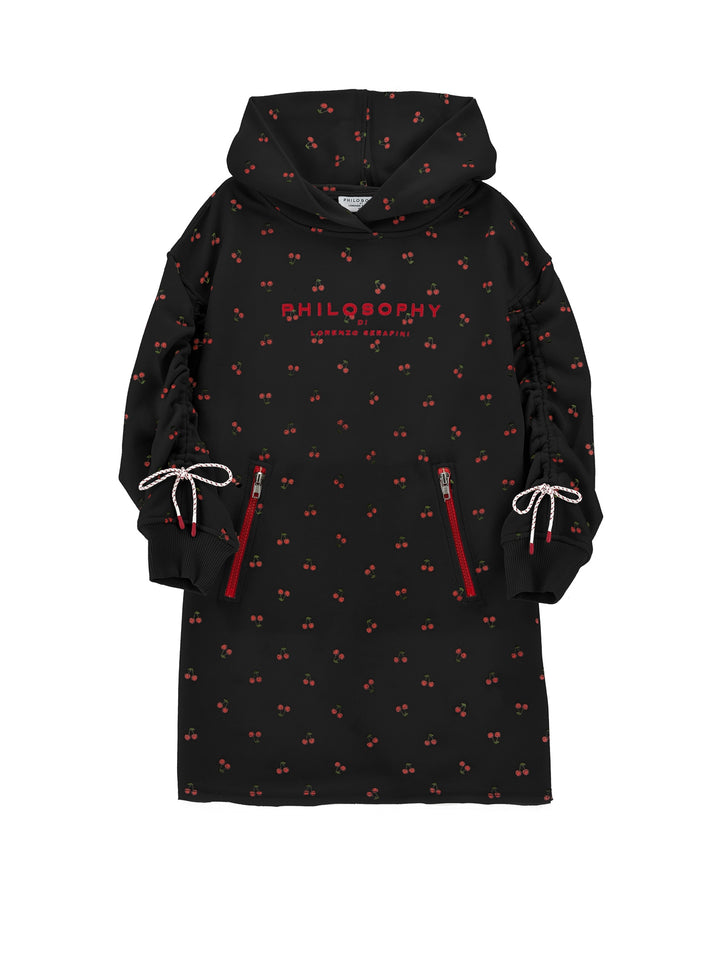 I9F900 6046-LS SWEATSHIRT DRESS W HOOD-BLACK
