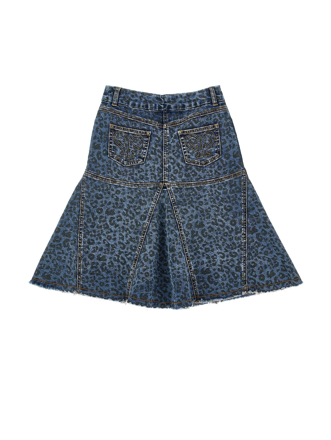 I9H702 DENIM ST. MACULATO LEOPARD PRINT DENIM SKIRT