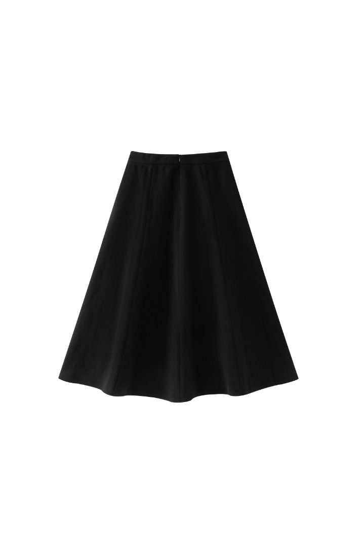 WOOL CIRCLE SKIRT-BLACK