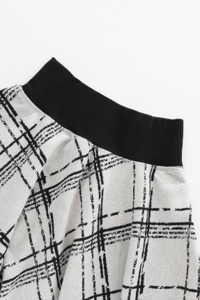 PLAID YOKE CIRCLE SKIRT-CREAM
