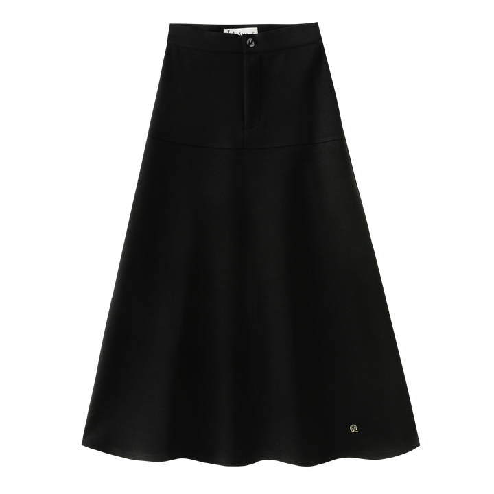 INTARSIA-PONTE MIDI SKIRT-BLACK