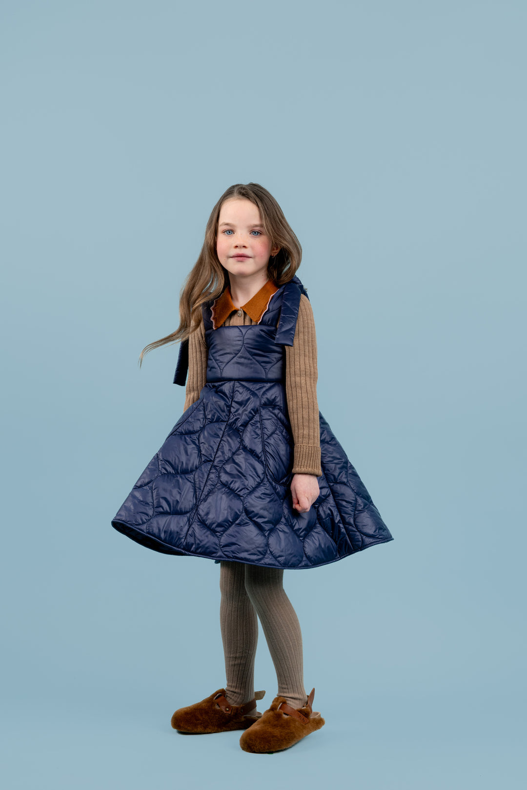 Special Edition Felix Puffer Pinafore Dress Longer Length - Luminous Blue