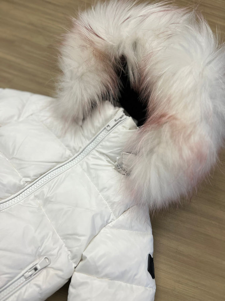 BABY COAT-White/Pink Fur