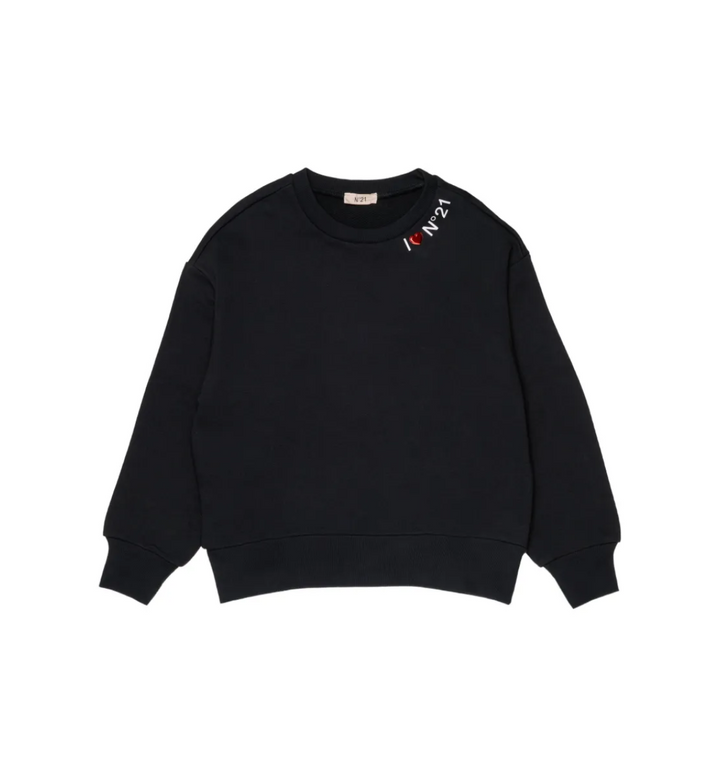N210GQ N0154 BLACK SWEATSHIRT WITH I HEART N21 AROUND COLLAR