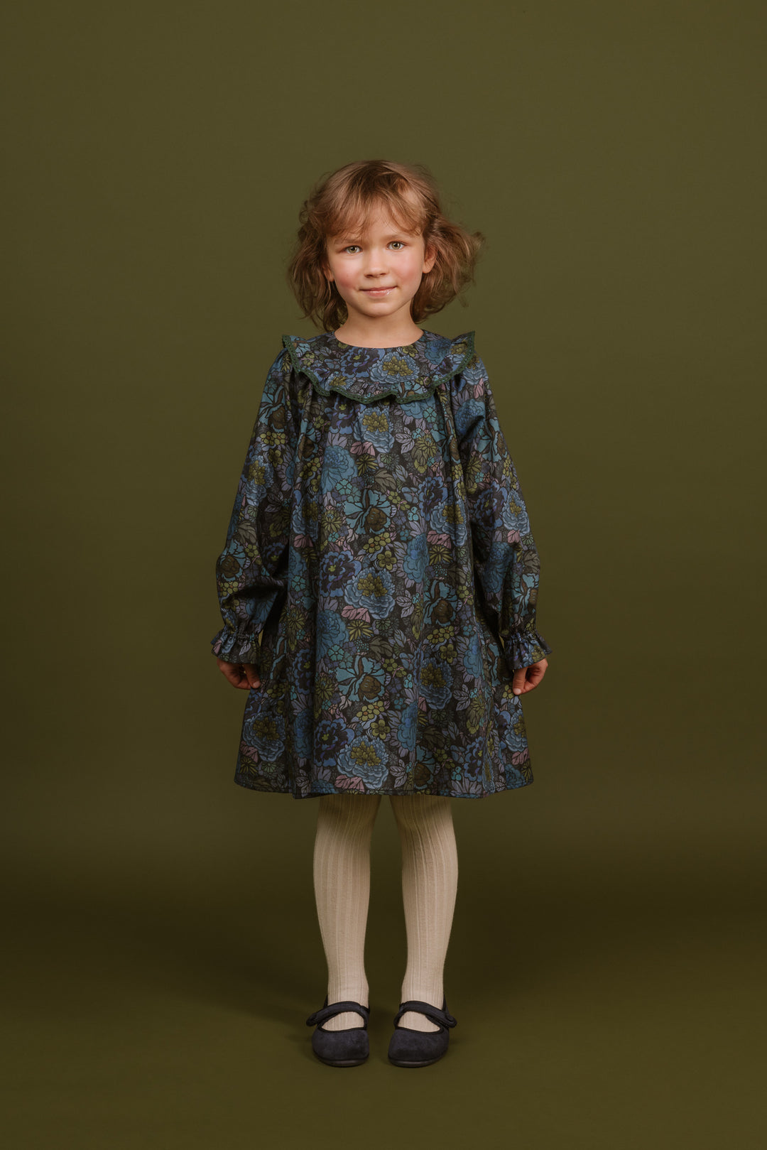 Special Edition Cotton Dress Beatrice Cover Knee-Blue