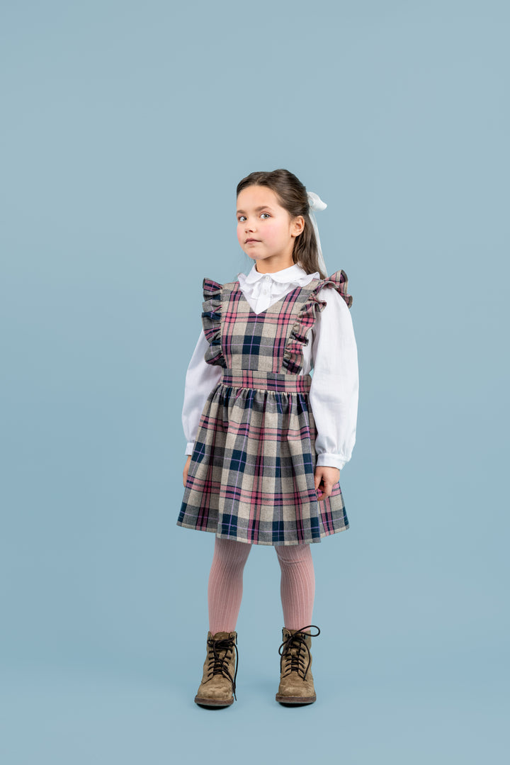 Harlow Wool Pinafore Dress - Pink