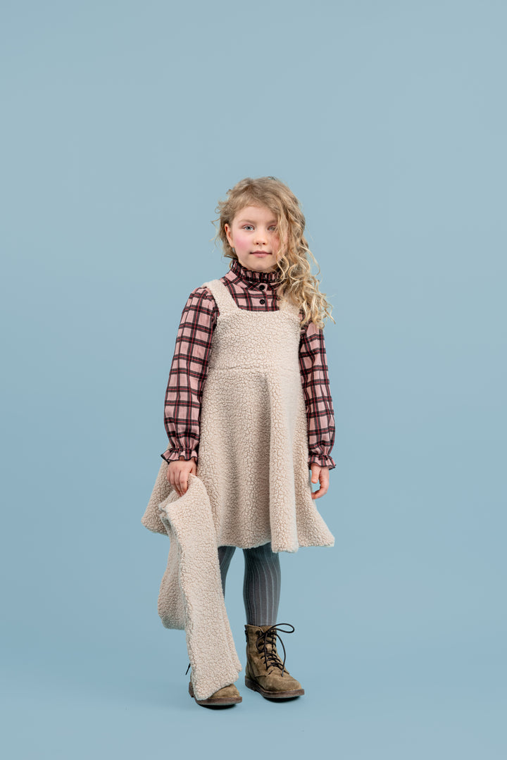 Leo Sherpa Pinafore Dress - Grey