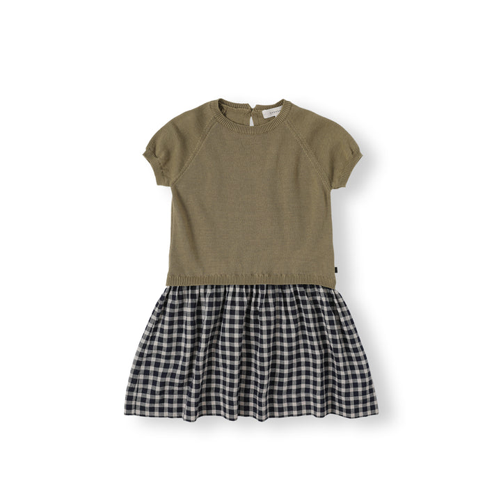 BNG26S1303 DOU CHECK KNIT DRESS - KHAKI