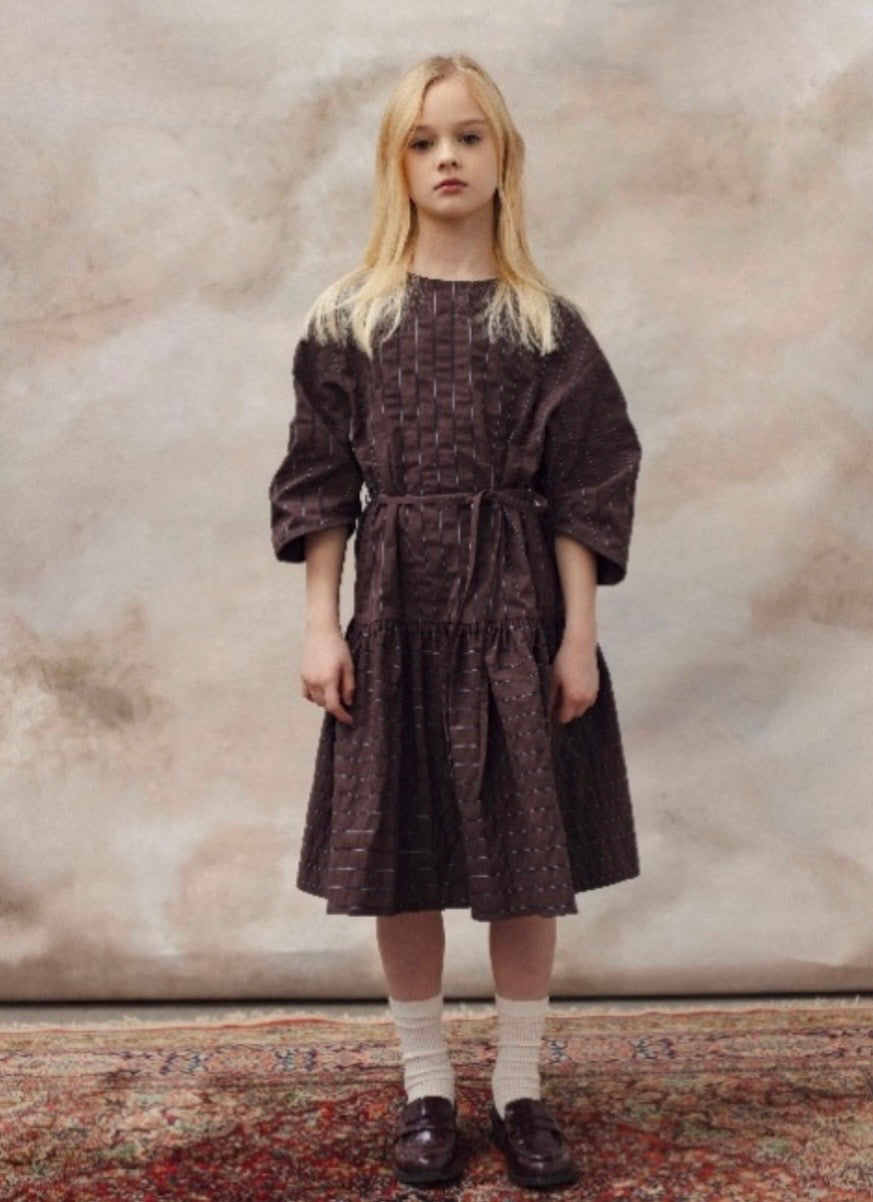 FLOW DRESS CHOCOLATE STRIPES