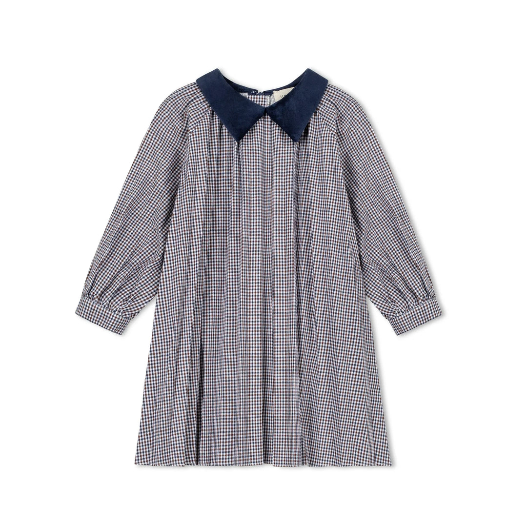 LN602 navy plaid Windsor Checked Dress