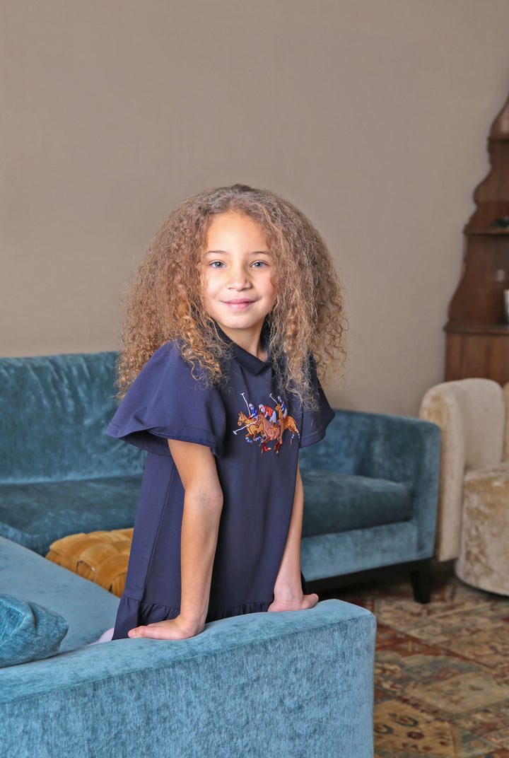 TR152 - Navy Horse - Toddler Dress