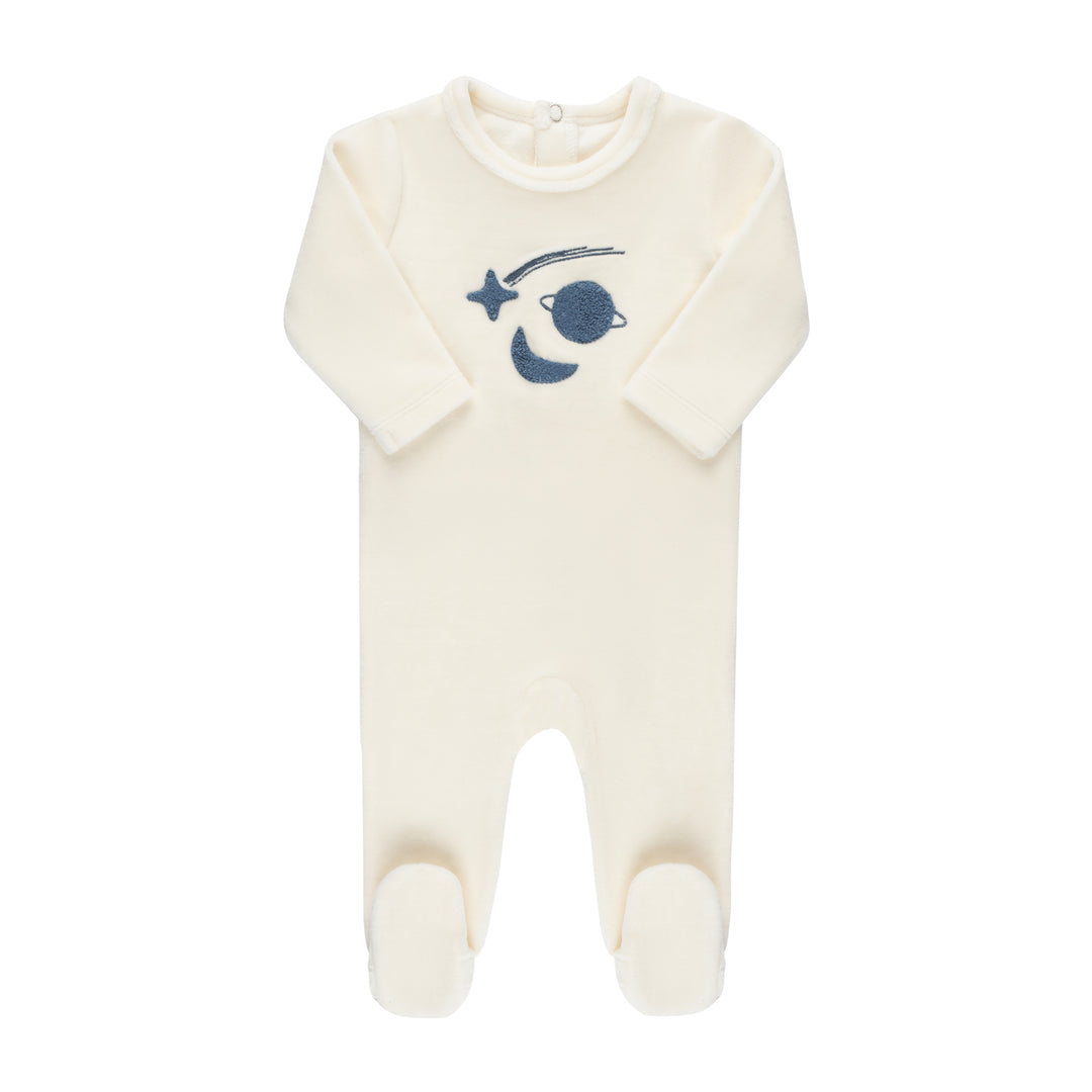 VELOUR CELESTIAL COLLECTION-FOOTIE-Ivory/Navy