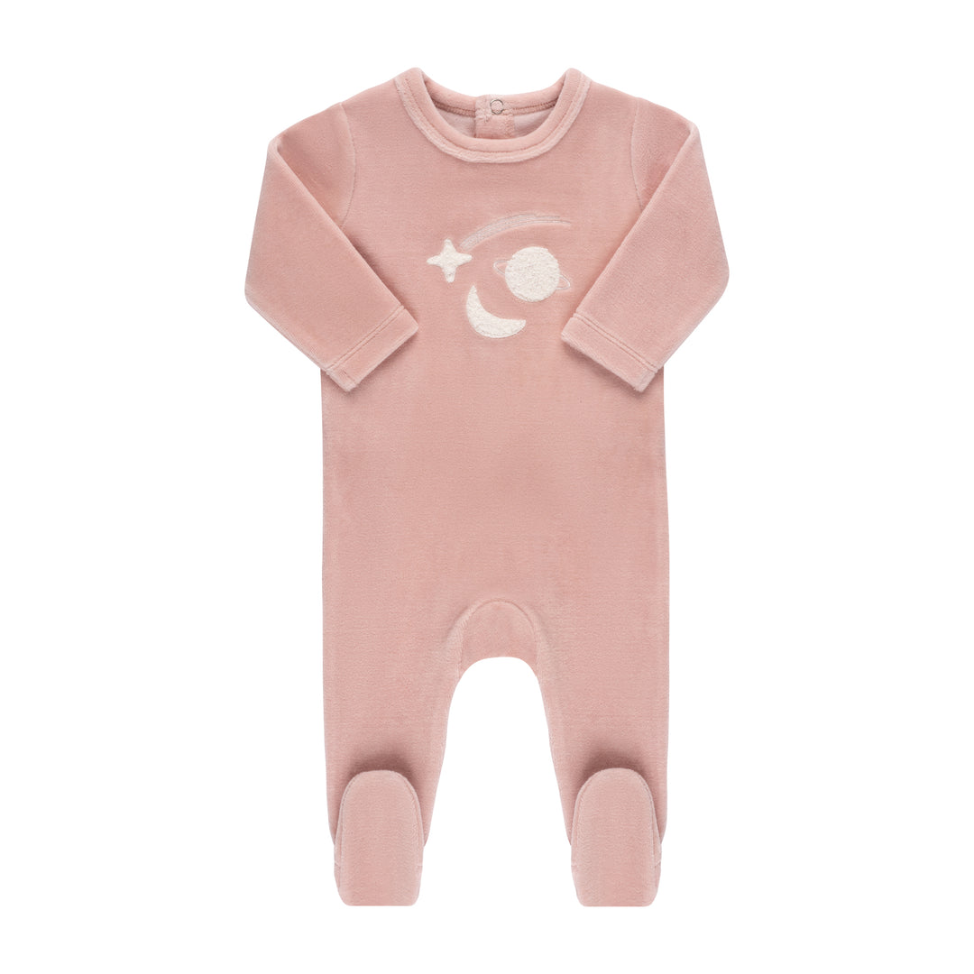 VELOUR CELESTIAL COLLECTION-FOOTIE-DUSTY PINK