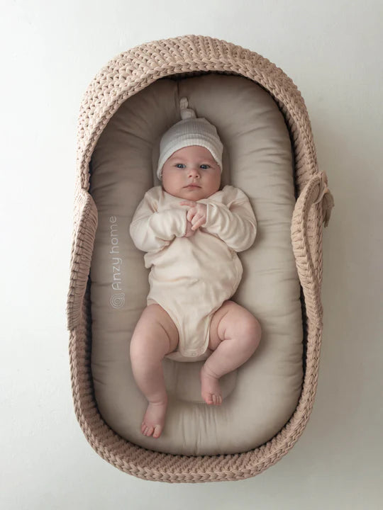 XL Moses Basket With Round Hood / With Mattress / Color Pearl