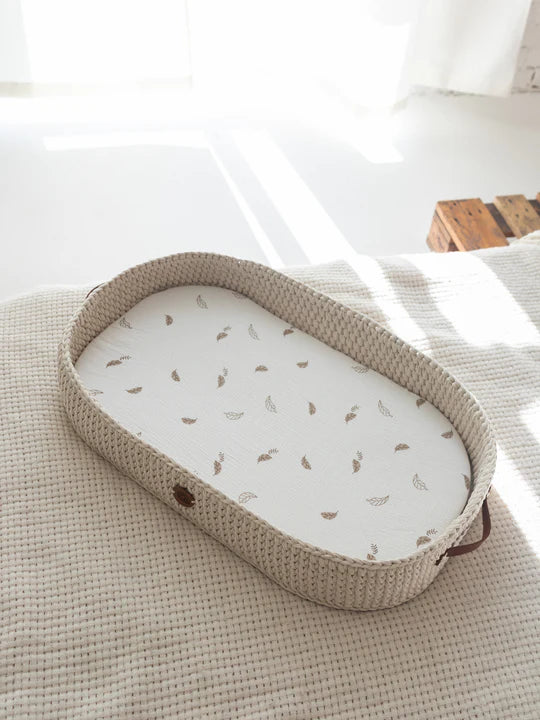 Muslin Fitted Sheets (for XL moses basket) / Color Leaves