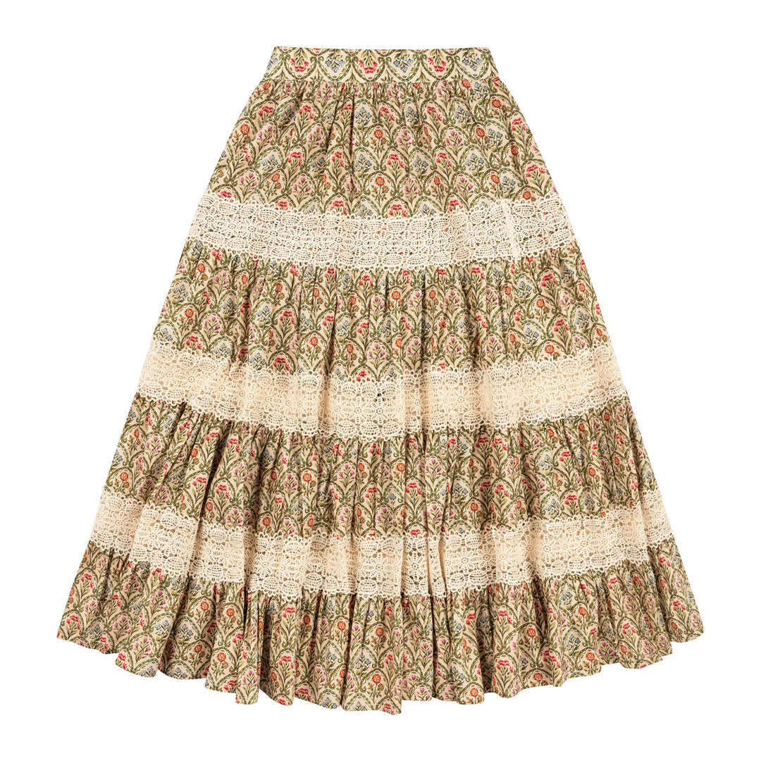 PANELLED LACE ANKLE SKIRT-VEILED ROSE