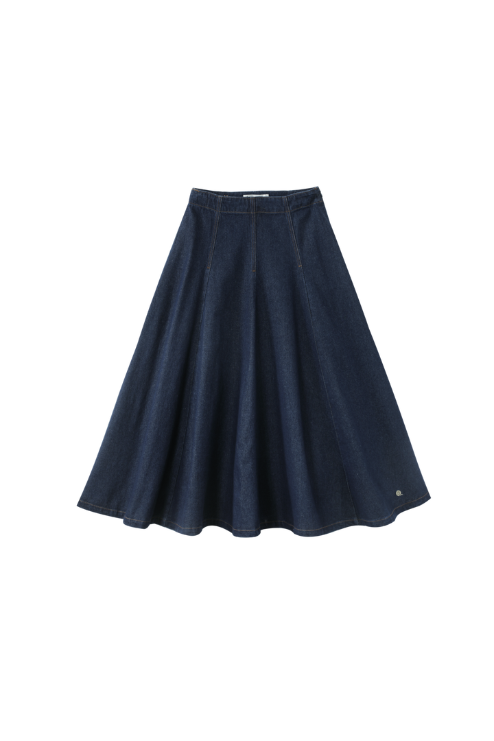 MIDI PANELLED SKIRT-DENIM