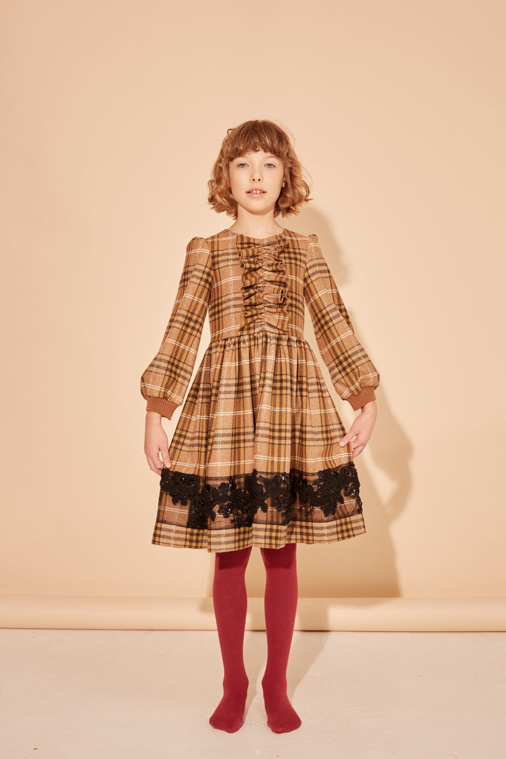 IT JUST SO HAPPENS DRESS-NUT BROIWN CHECK