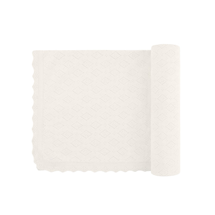 POINTELLE KNIT COLLECTION 2 PC/BONNET/BLANKET-Ivory