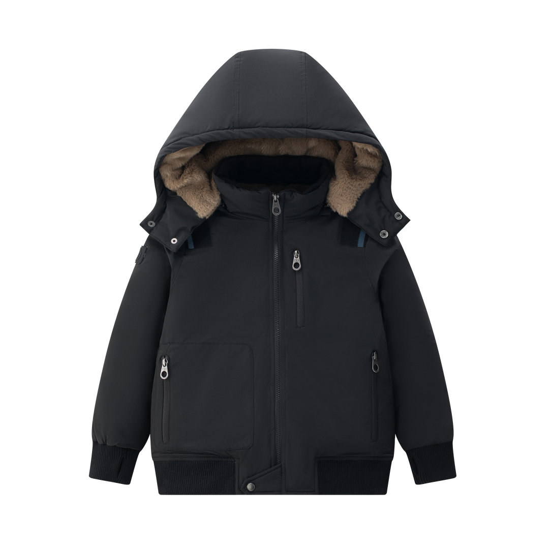 J-2548 Boys Bober Coat - Black/Blue Stripe