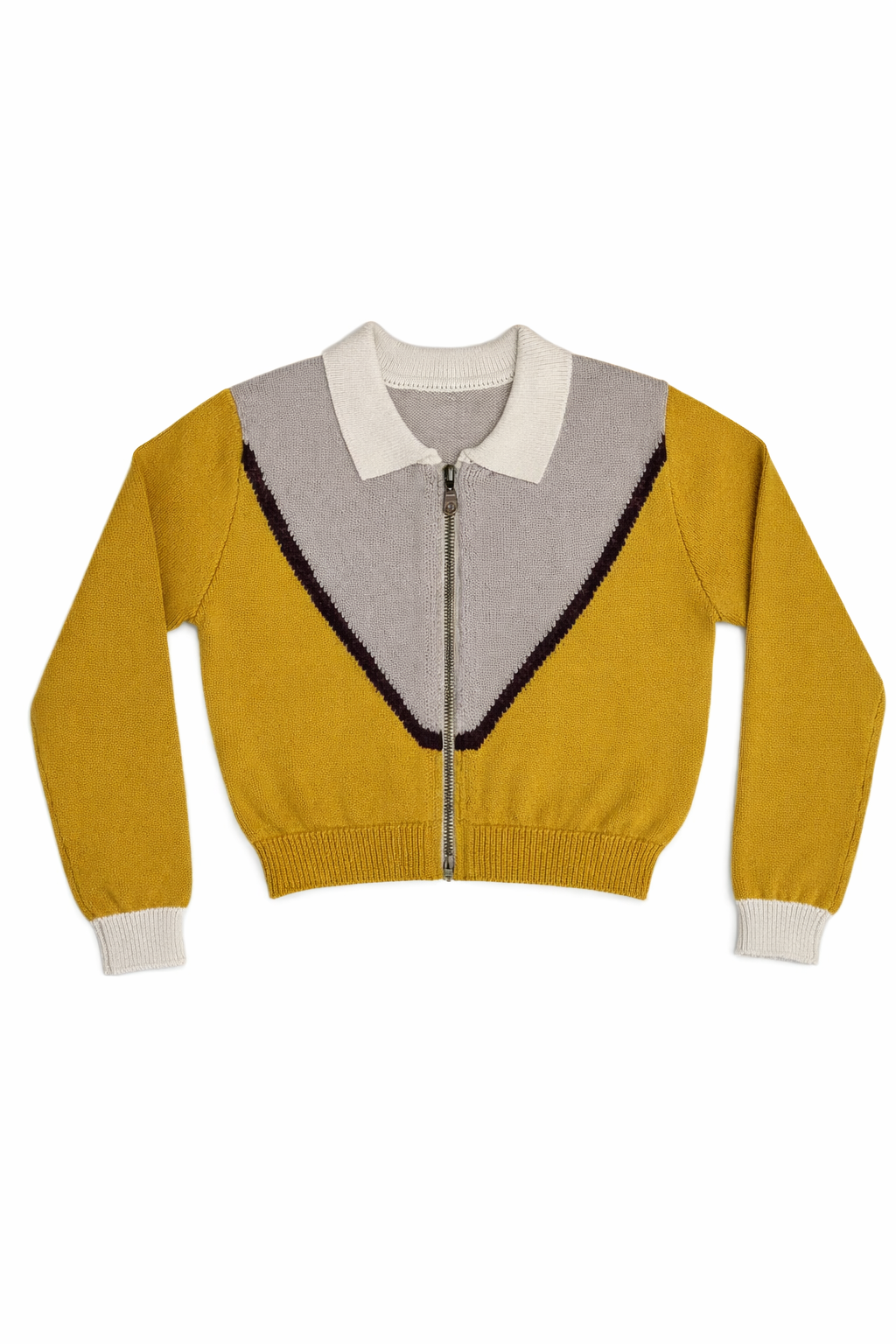 J413 Delilah Knit Zip Up - Mustard