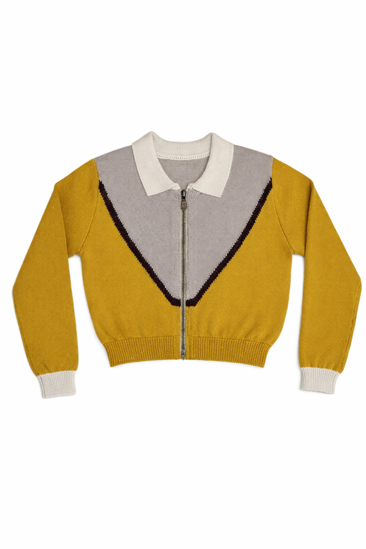 J413 Delilah Knit Zip Up - Mustard