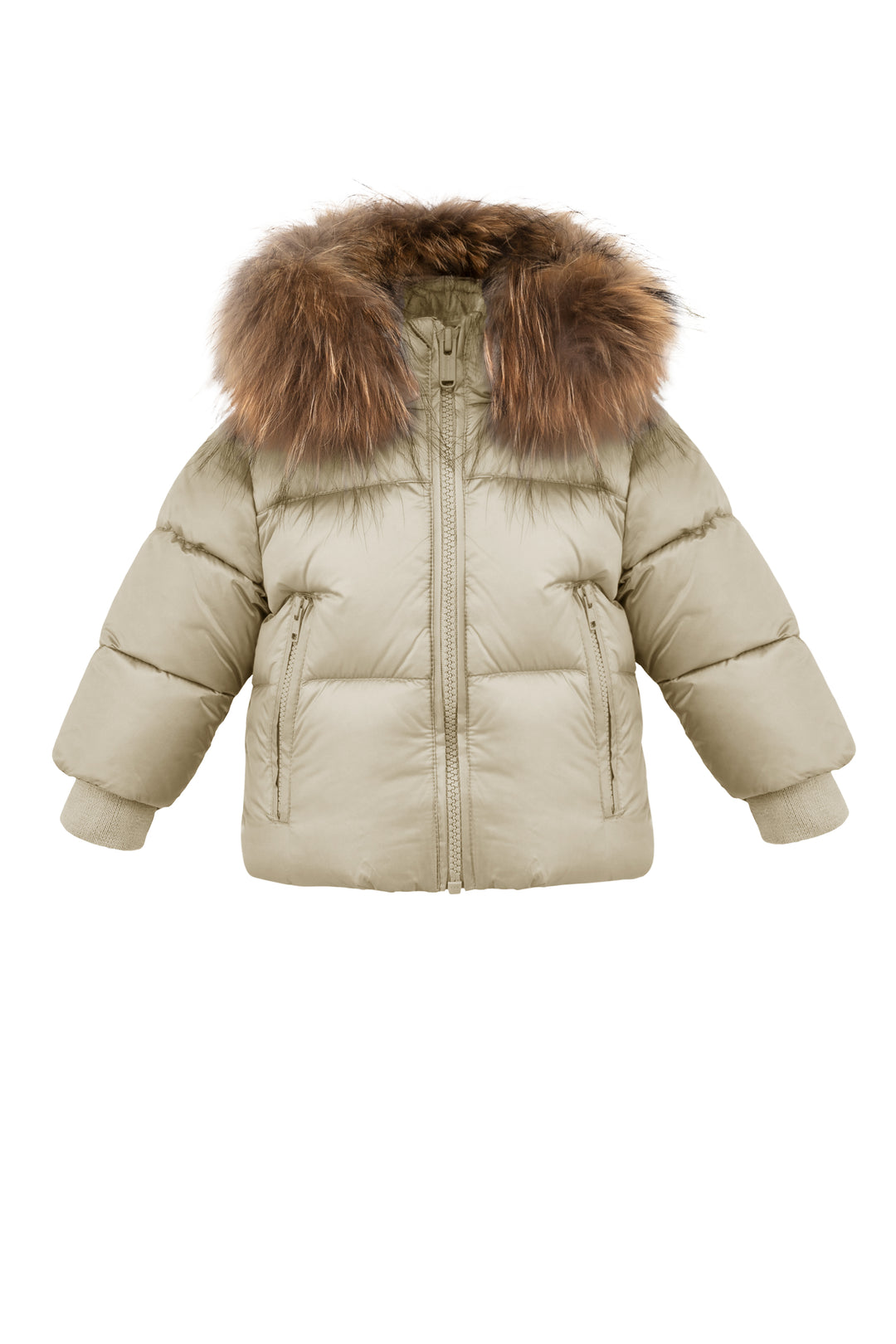 JB130V/T/DLC6 HOODED BABY DOWN JKT+ RACOON FUR - OYSTER SHELL