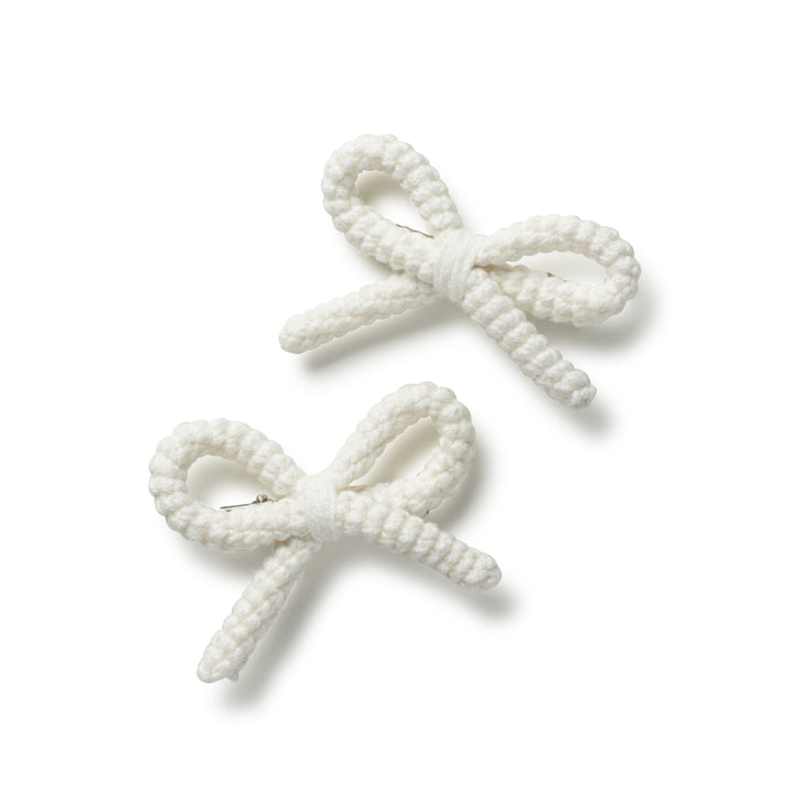 juliadc004-Juliana textured knit double clip set-ecru