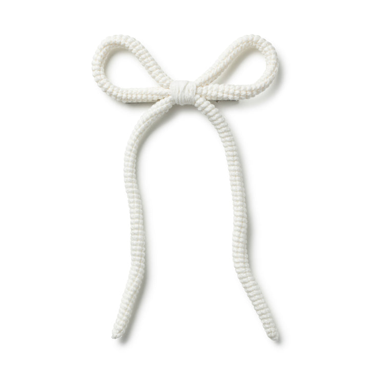julial004-Juliana textured knit long tail clip-ecru