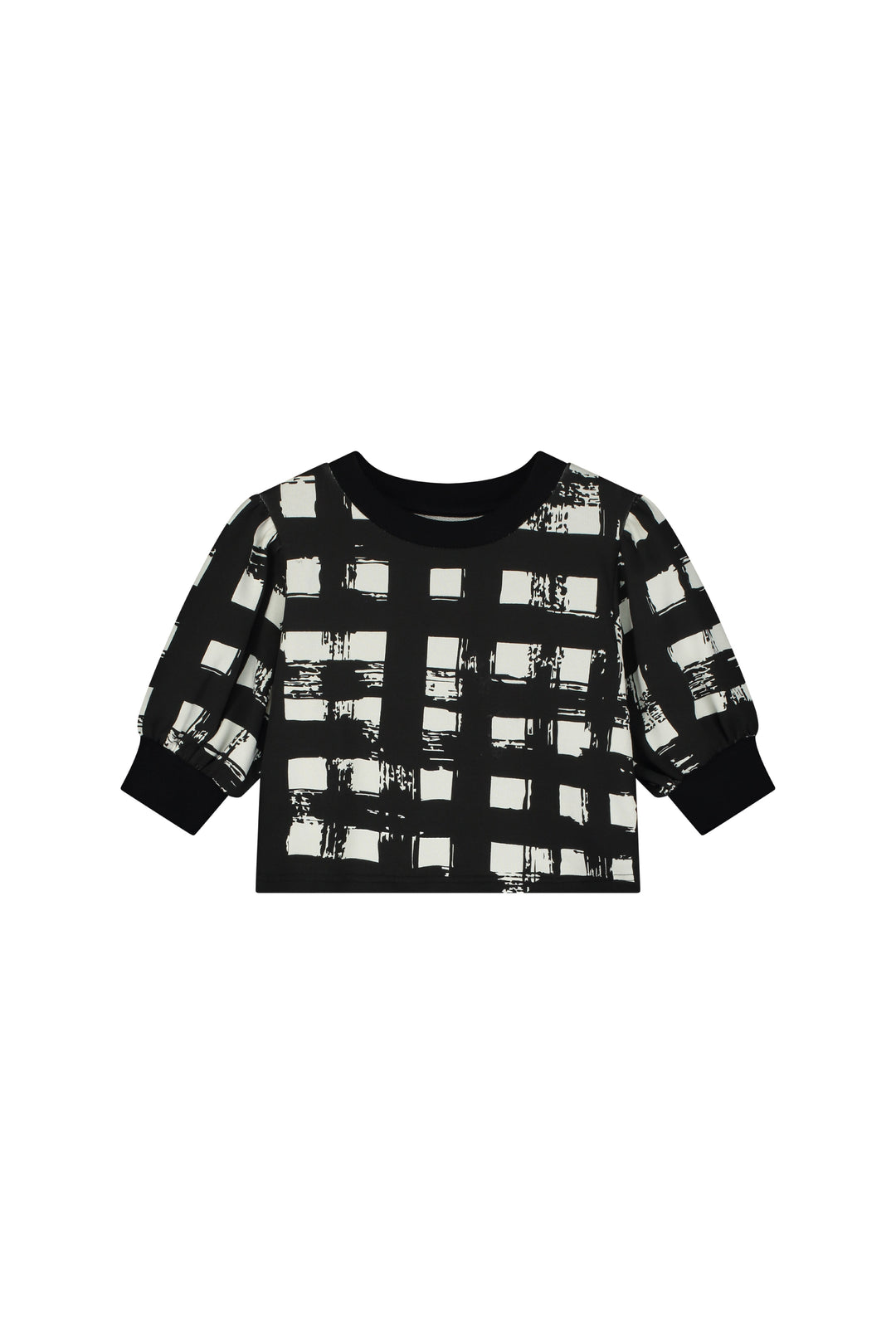 ATLANTIC BALLOON SWEATSHIRT-Black Plaid Print