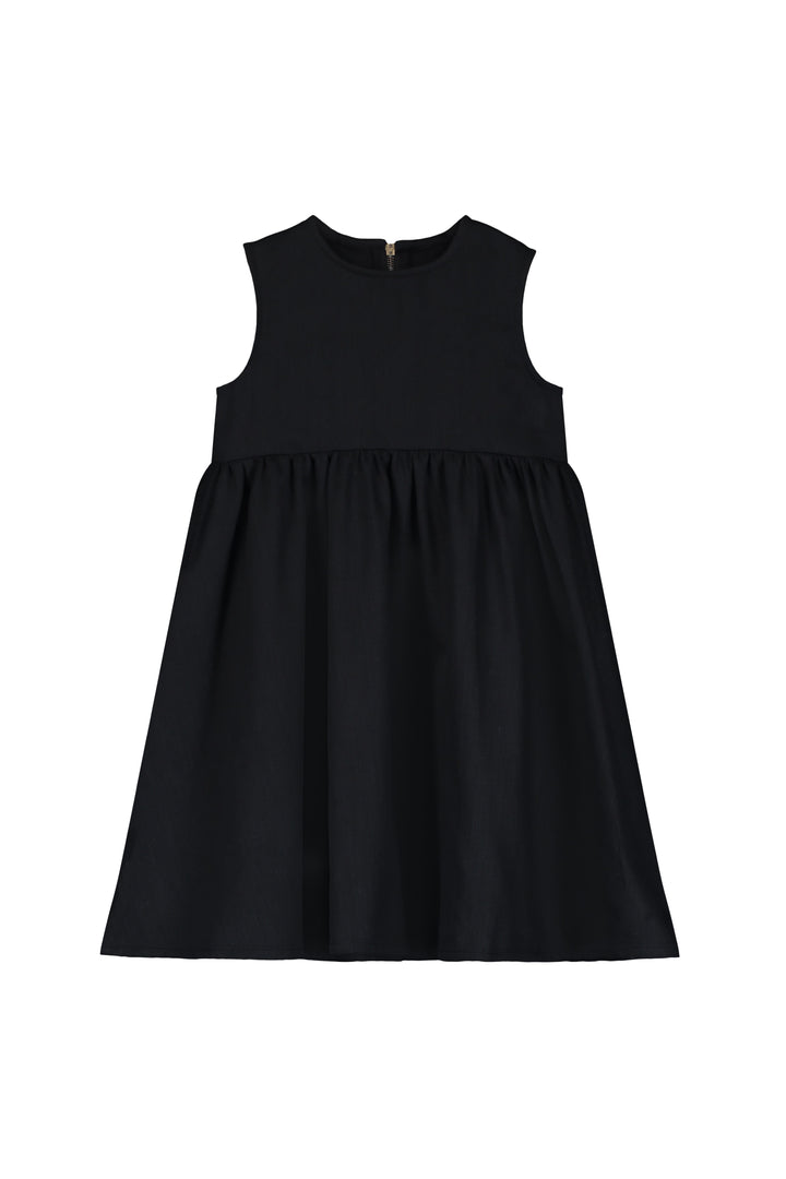 Denim Apron Dress-Black
