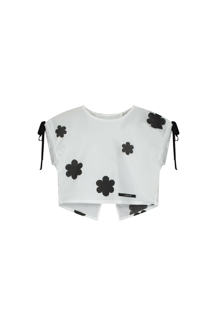 CORAL REEF TOP-White/Black Flower Print