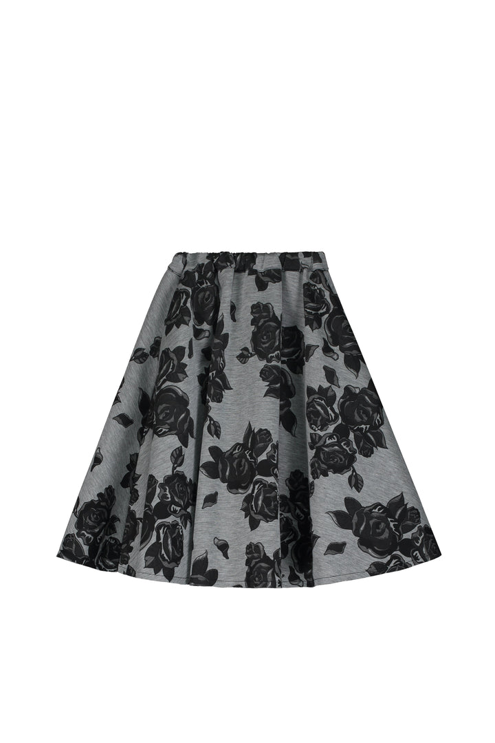 Black Flower Neoprene-Grey Melange & Black